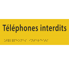 Plaque de porte avec braille et relief "Téléphones interdits"