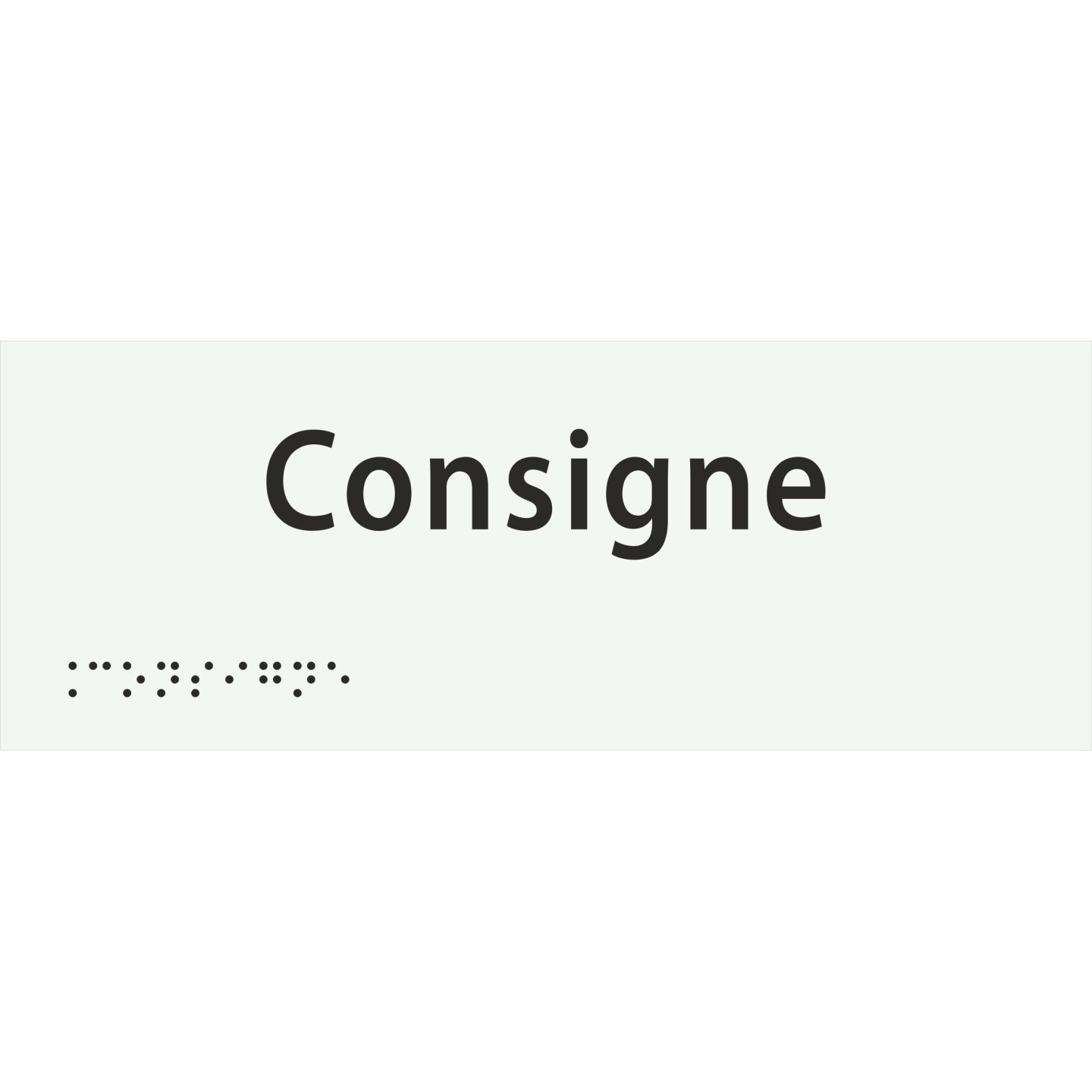 Plaque porte avec Braille et relief   "Consigne"