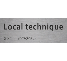 Plaque de porte avec braille et relief "Local technique"