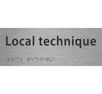 Plaque porte avec Braille et relief "Local technique"