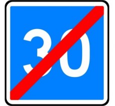 Panneau routier "Fin de vitesse conseillée - 30km/h" C4b