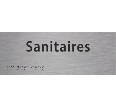 Plaque de porte avec braille et relief "Sanitaires"