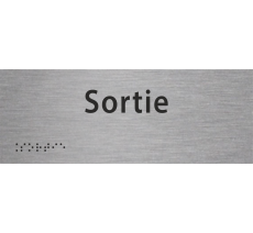 Plaque porte Braille Sortie argent