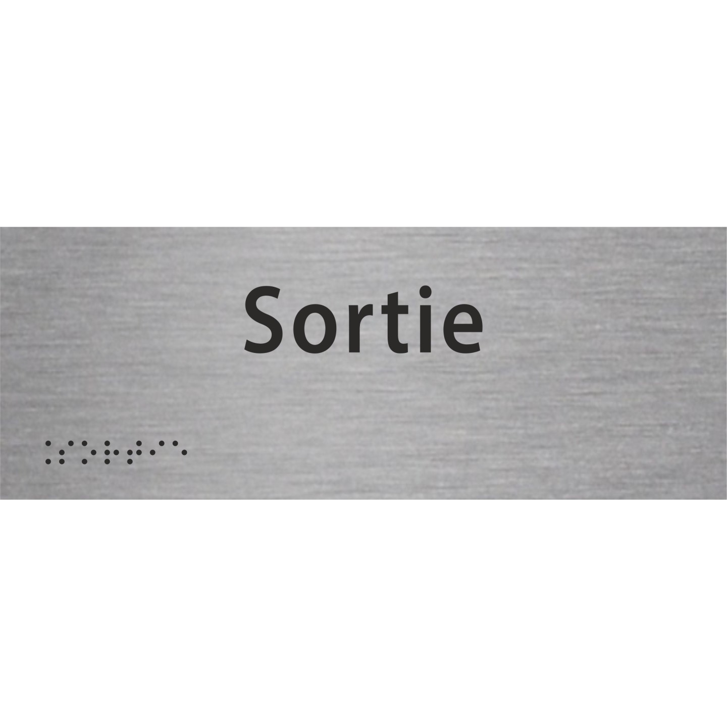Plaque porte Braille Sortie argent