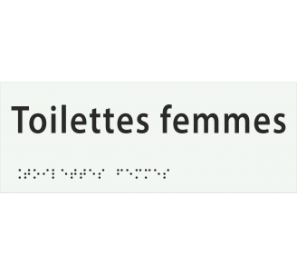 Plaque porte Braille Toilettes femmes blanc