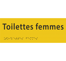 Plaque de porte avec braille et relief "Toilettes femmes"