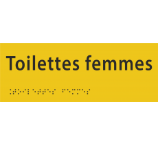 Plaque porte Braille Toilettes femmes jaune