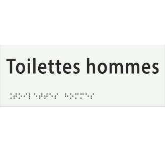 Plaque porte Braille Toilettes hommes blanc