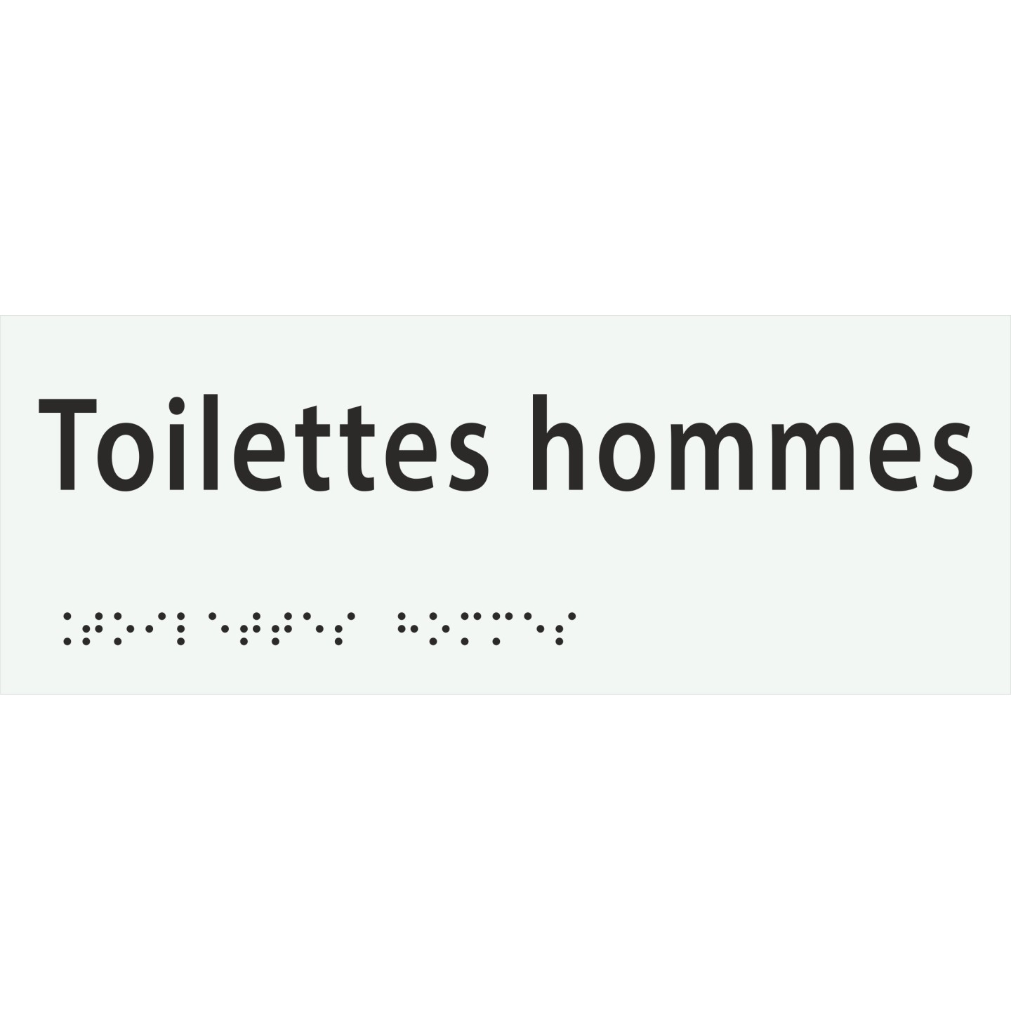 Plaque porte Braille Toilettes hommes blanc