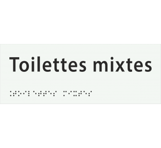 Plaque porte Braille Toilettes mixtes blanc