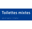 Plaque porte Braille Toilettes mixtes bleu