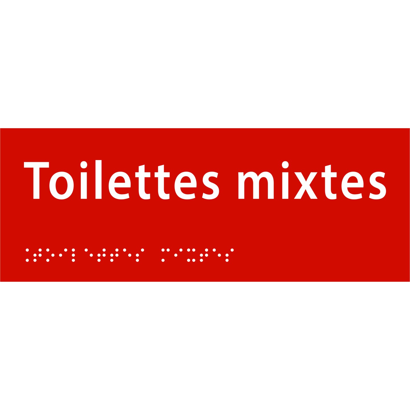 Plaque porte Braille Toilettes mixtes rouge