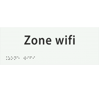 Plaque porte avec Braille et relief "Zone wifi"