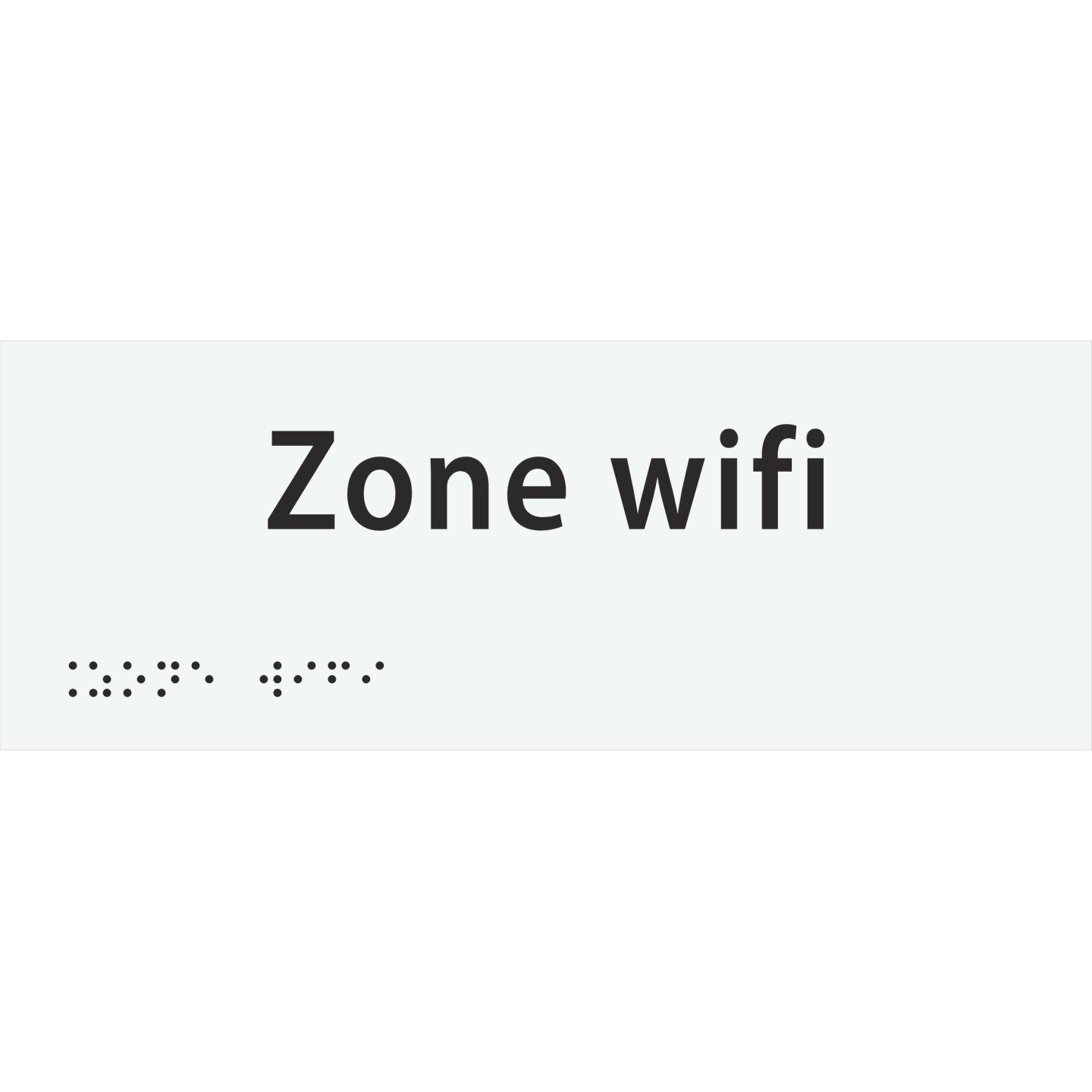 Plaque porte avec Braille et relief   "Zone wifi"