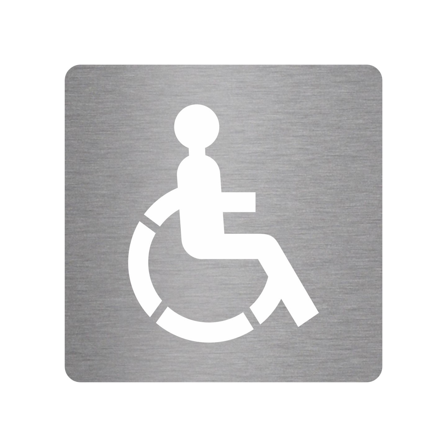Plaque porte picto alu brossé découpé  Toilettes handicapé