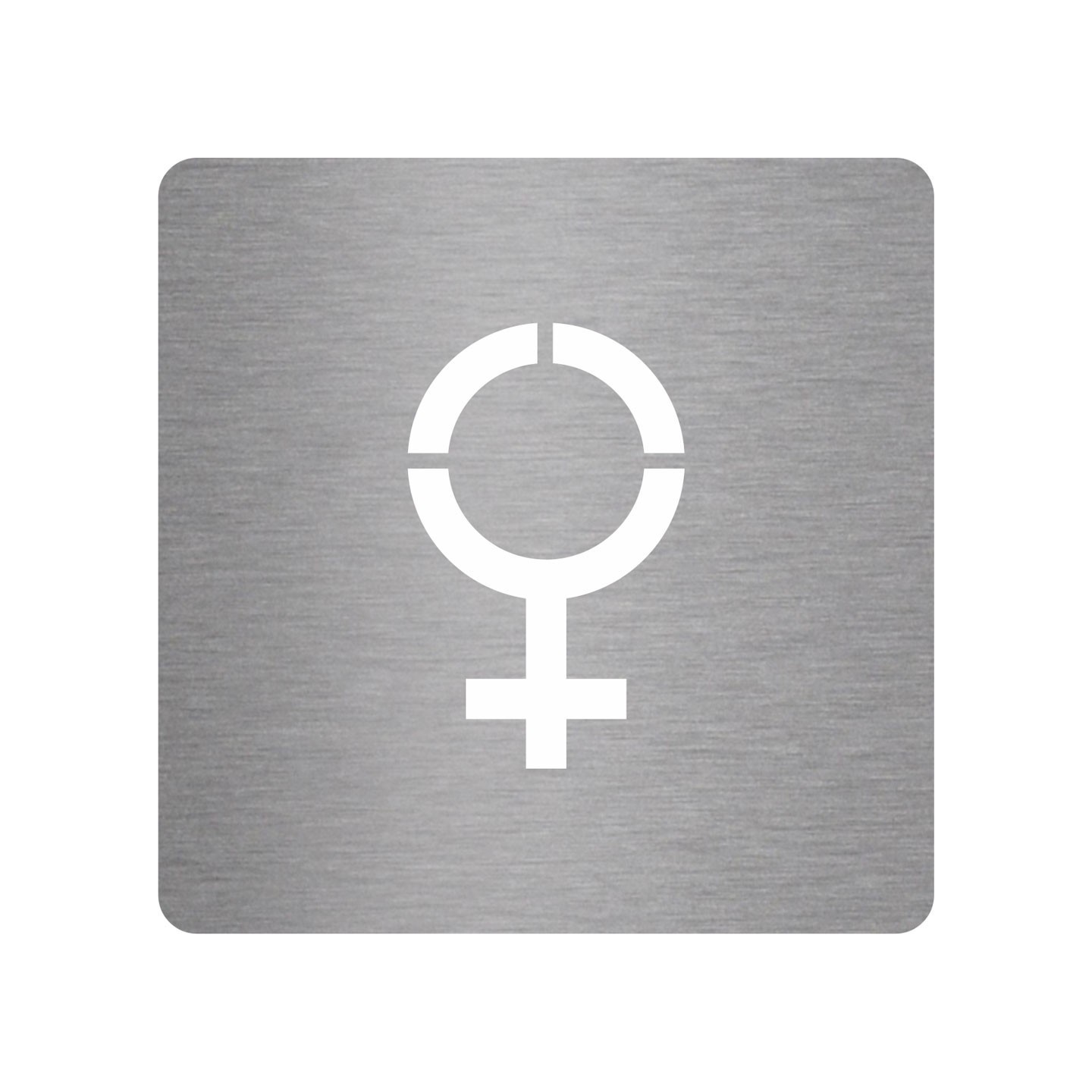 Picto alu brossé découpé pochoir 100mm de haut Symbole Femme