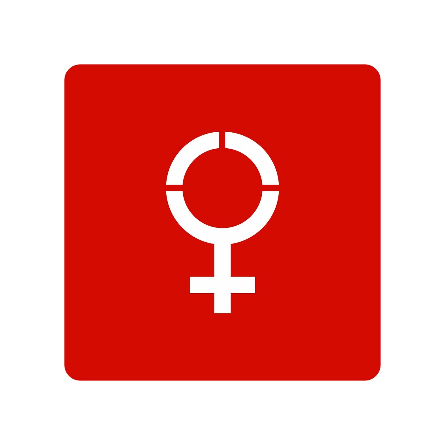 Picto alu brossé découpé pochoir 100mm de haut Symbole Femme