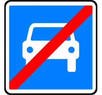 Panneau routier "Fin de route à accès réglementé" C108