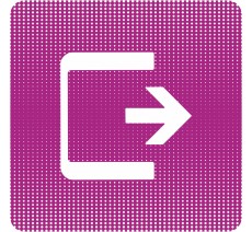 Plaque de porte "Point Picto" en plexiglass en aluminium -Logo Sortie