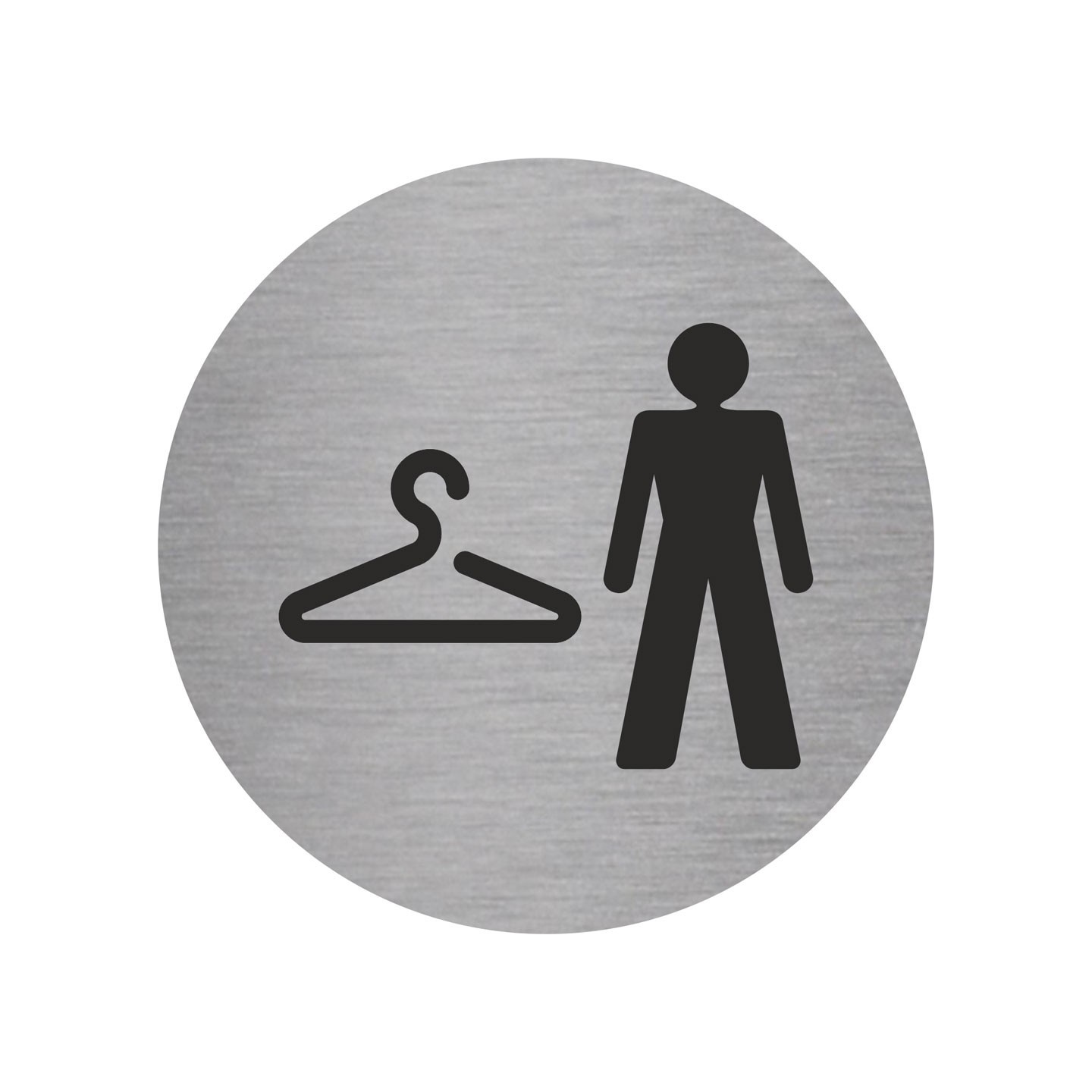 Plaque porte ronde vestiaire hommes argent