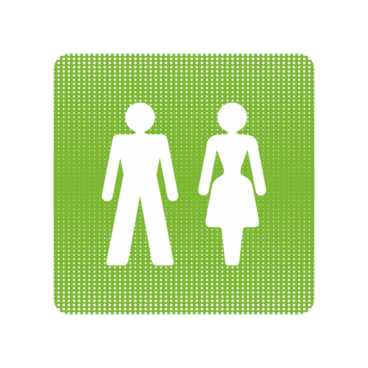 Plaque de porte "Point Picto" en plexiglass ou alu - Toilettes mixtes