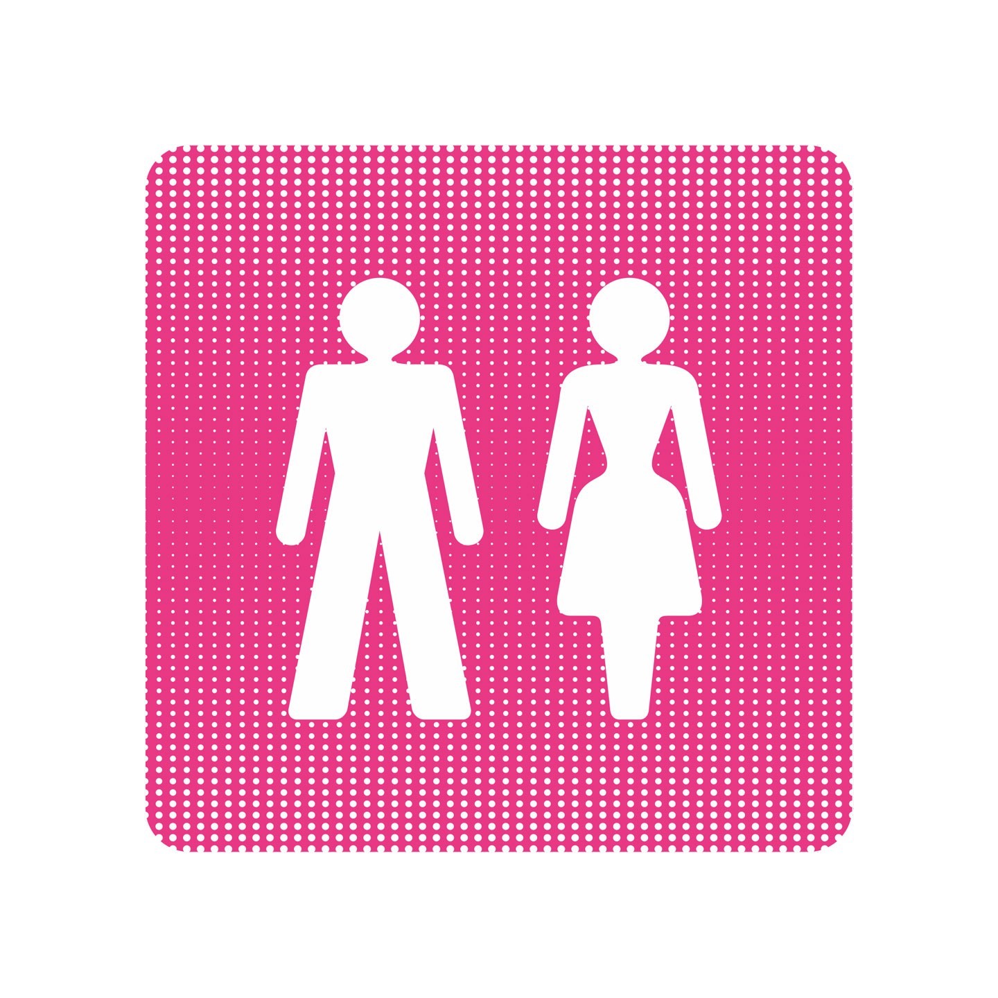 Plaque de porte "Point Picto" en plexiglass ou alu - Toilettes mixtes