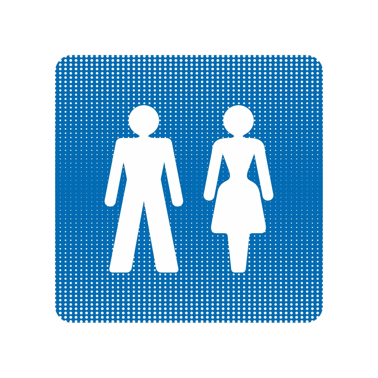 Plaque de porte "Point Picto" en plexiglass ou alu - Toilettes mixtes