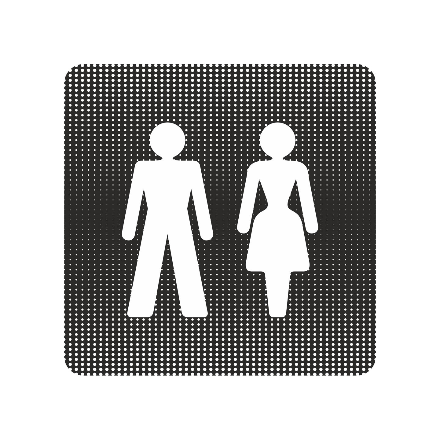 Plaque de porte "Point Picto" en plexiglass ou alu - Toilettes mixtes