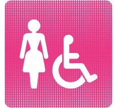 Plaque de porte "Point Picto" - Toilettes femme, handicapé