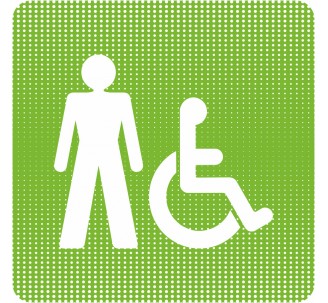 Plaque de porte "Point Picto" - Toilettes homme, handicapé