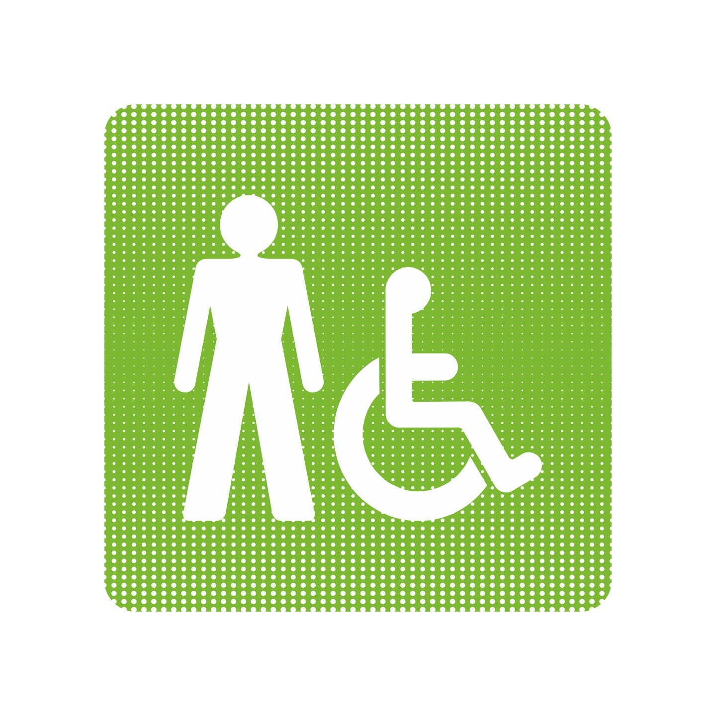 Plaque de porte "Point Picto" - Toilettes homme, handicapé