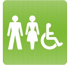 Plaque de porte "Point Picto" - Toilettes mixtes, handicapé