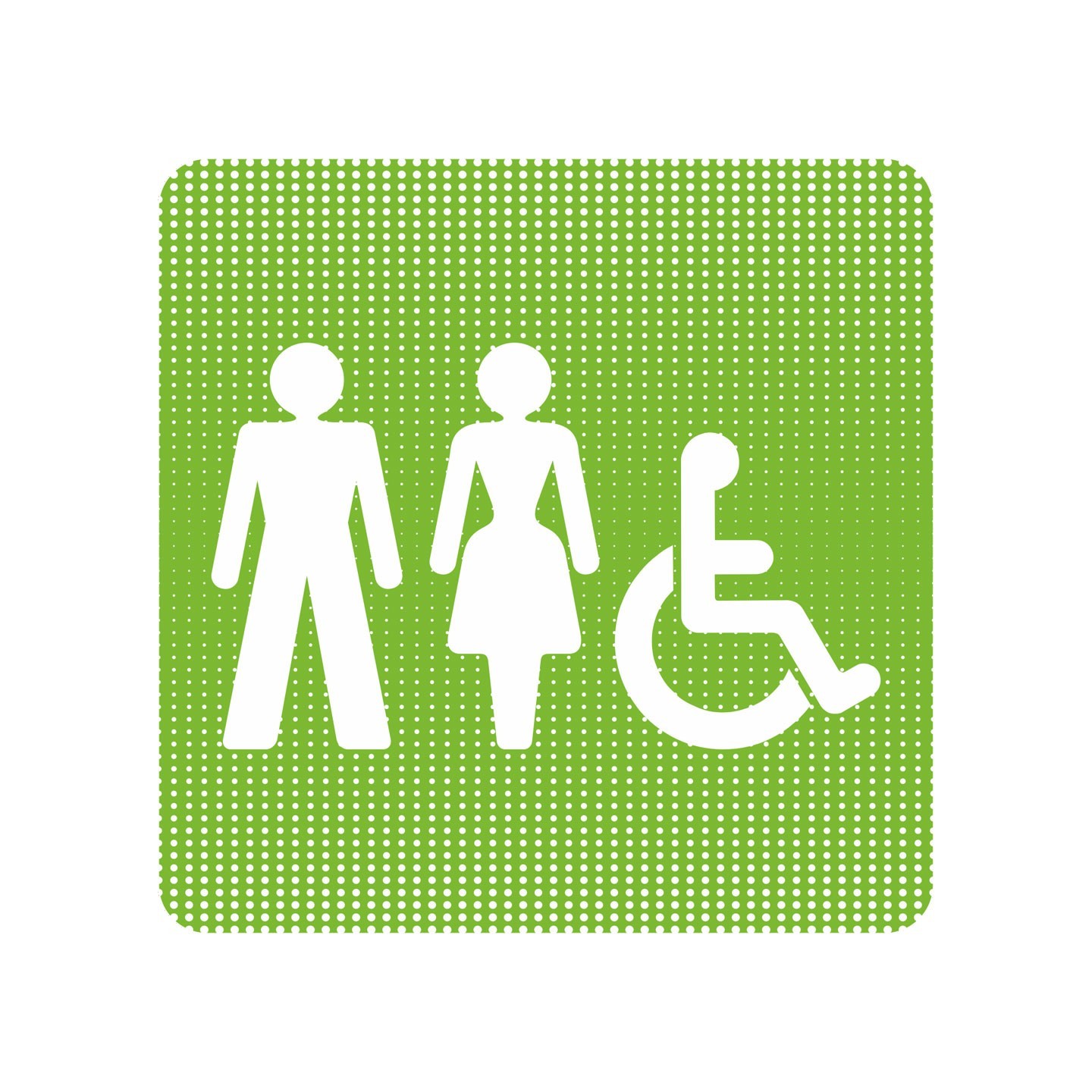 Plaque de porte "Point Picto" - Toilettes mixtes, handicapé