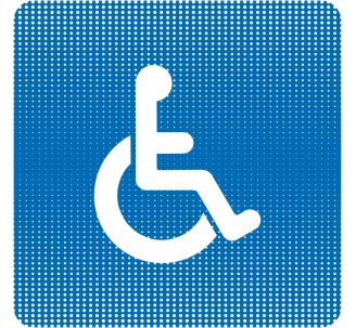 Plaque de porte "Point Picto" en plexiglass/alu - Toilettes handicapé