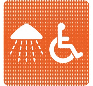 Plaque de porte "Point Picto" en plexi, orange - Douche handicapé
