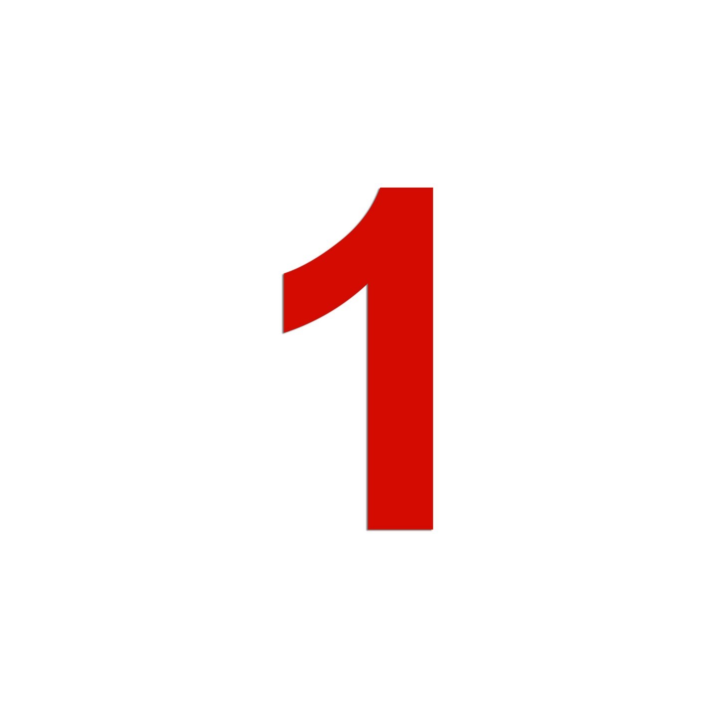 Chiffre "1" en aluminium, 2 dimensions, 5 coloris