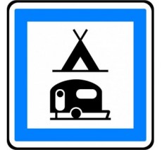 Panneau routier "Terrain de camping pour tentes et caravanes" CE4c