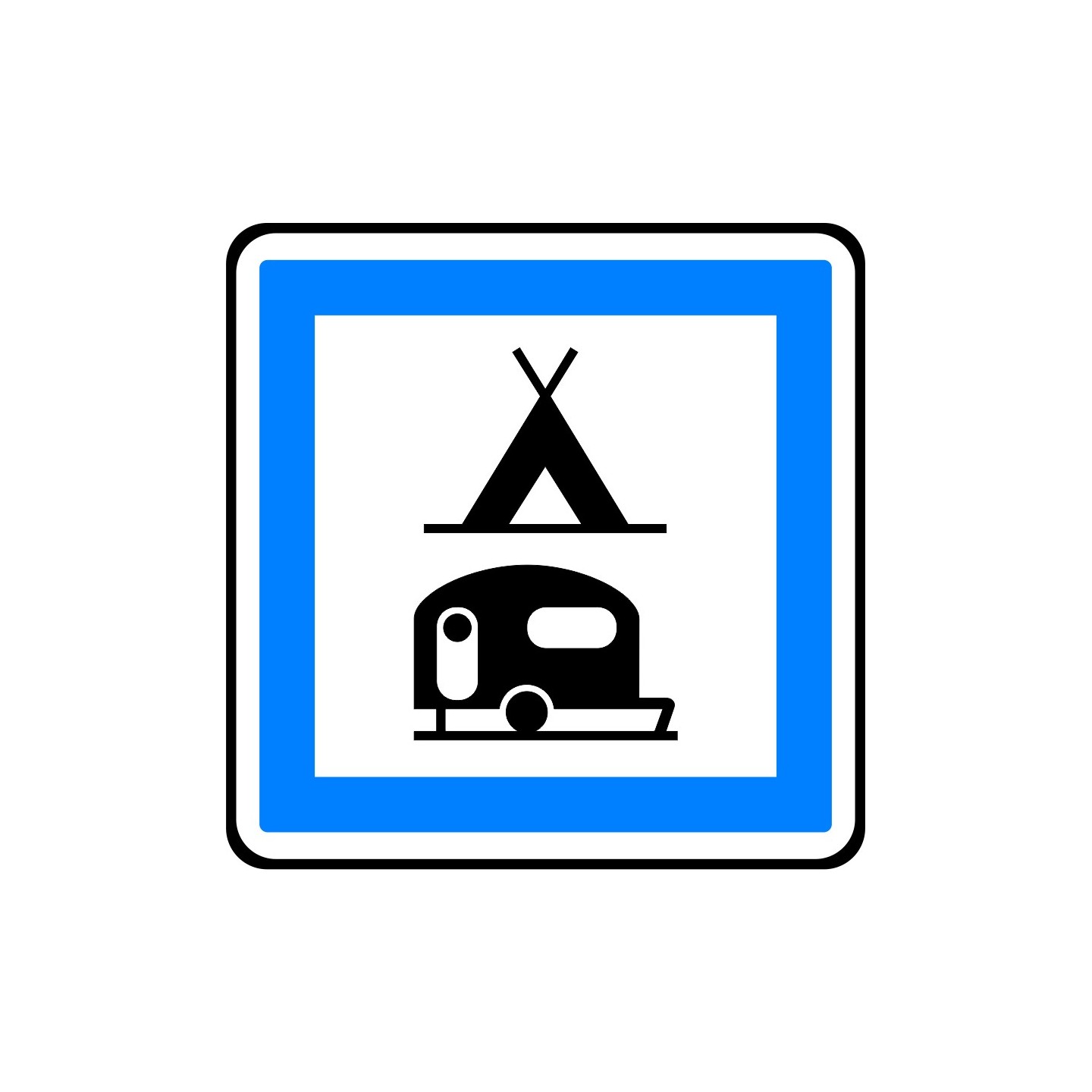 Panneau type routier Terrain de camping pour tentes et caravanes