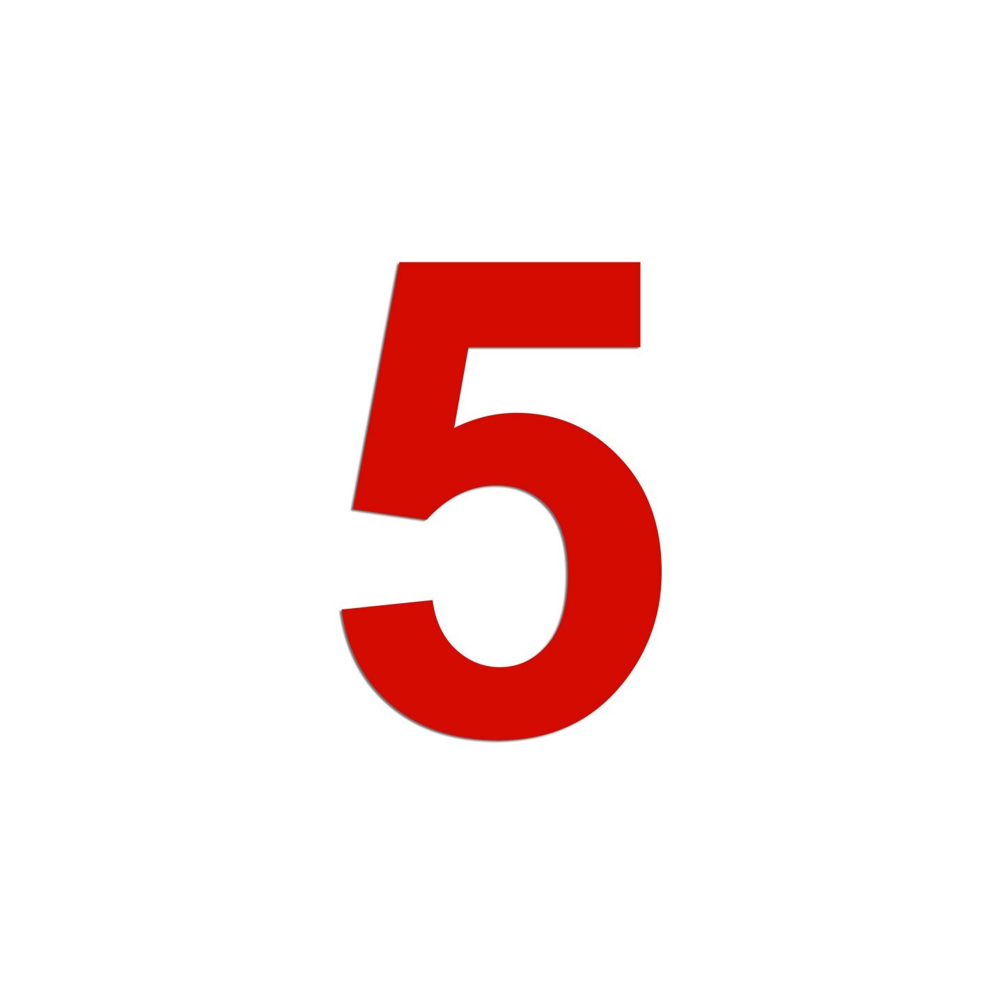 Chiffre "5" en aluminium, 5 coloris au choix, 100 ou 150 mm de haut