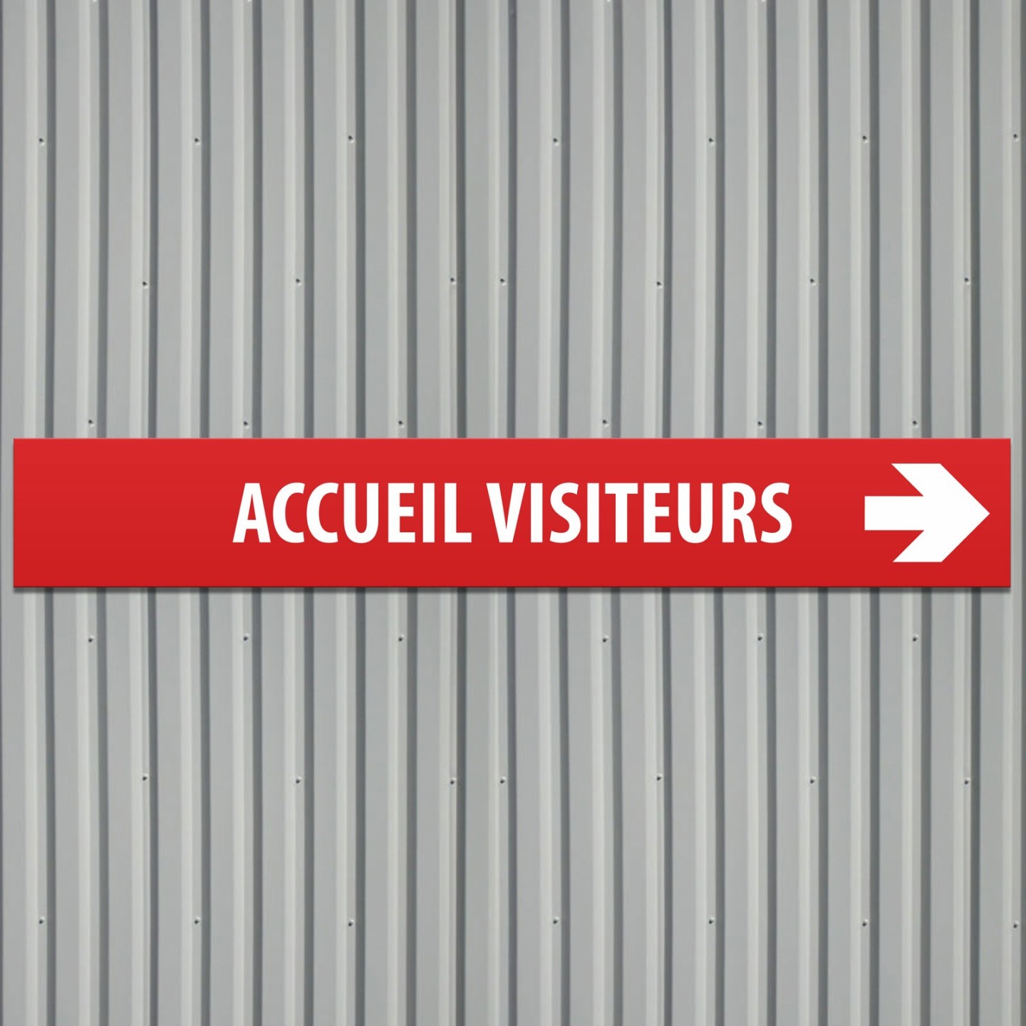 Plaque directionnelle "accueil visiteurs" rouge