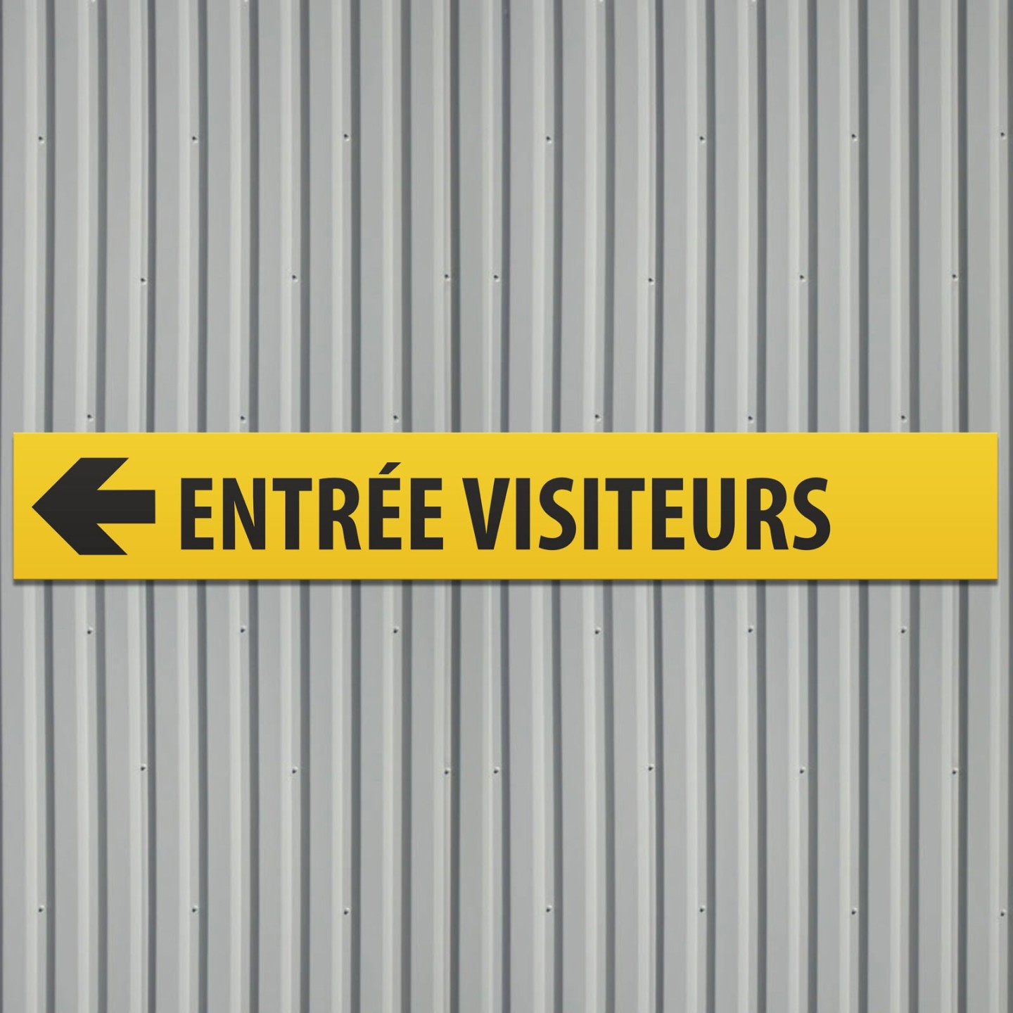 Plaque alu dim:120x800 mm "ENTRÉE VISITEURS"