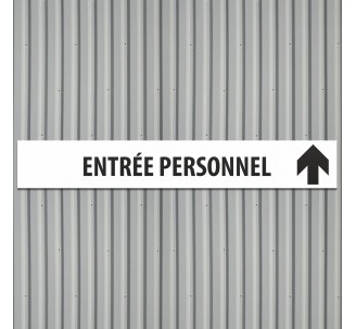 Plaque aluminium "Entrée personnel" blanche