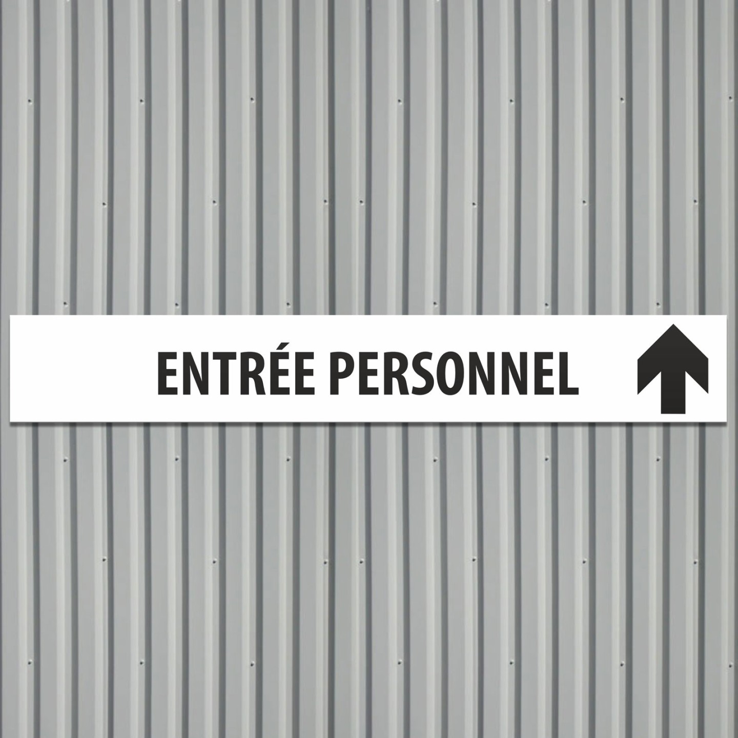 Plaque aluminium "Entrée personnel" blanche