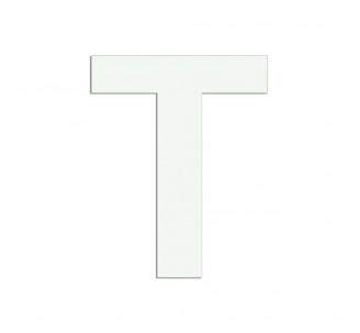 Lettre "T" en aluminium découpé, coloris et dimensions