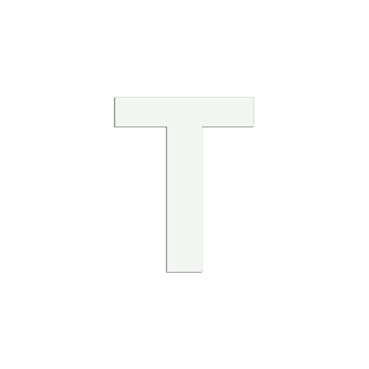 Lettre "T" en aluminium découpé, coloris et dimensions