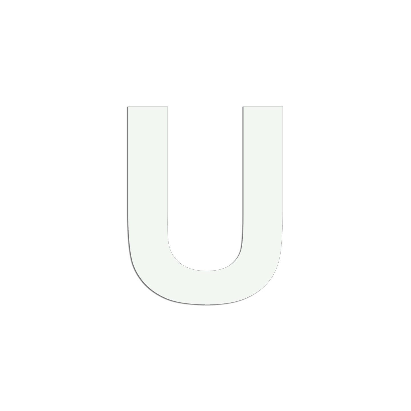 Lettre "U" en aluminium découpé, 5 coloris et 2 hauteurs