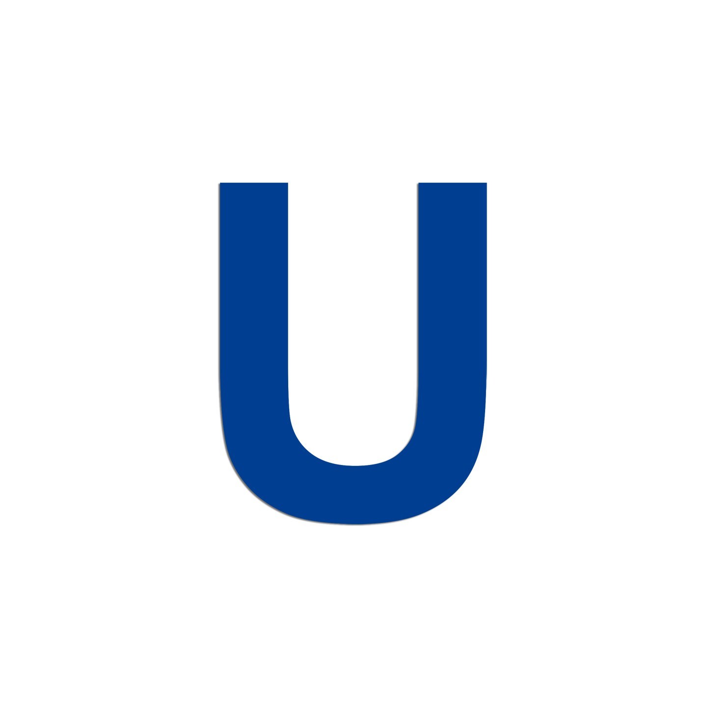 Lettre "U" en aluminium découpé, 5 coloris et 2 hauteurs