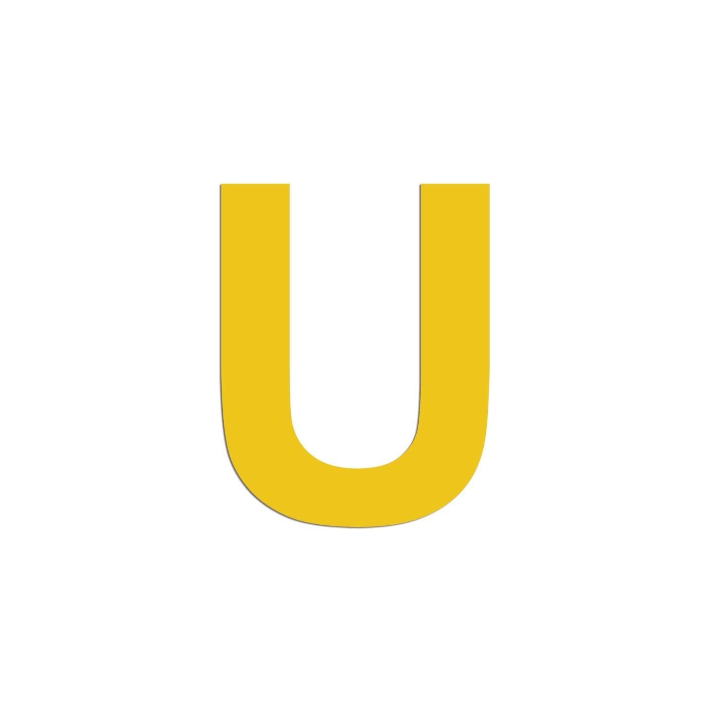 Lettre "U" en aluminium découpé, 5 coloris et 2 hauteurs