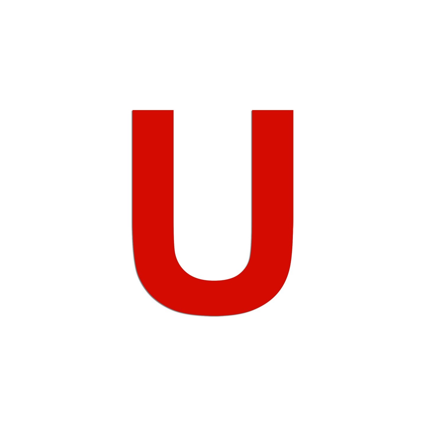 Lettre "U" en aluminium découpé, 5 coloris et 2 hauteurs
