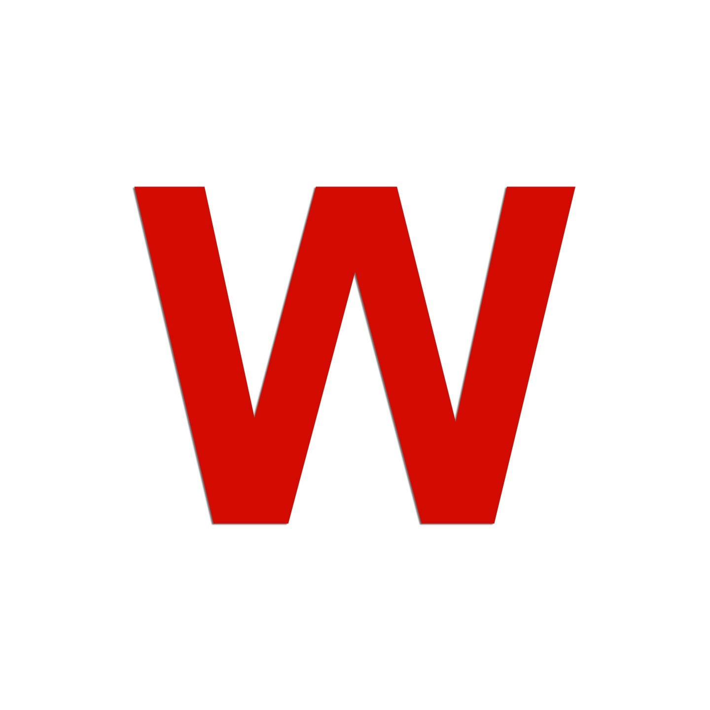 Lettre "W" en aluminium découpé, coloris et hauteur au choix